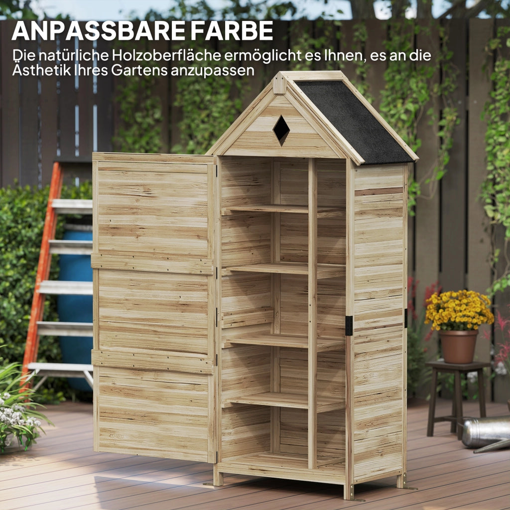 Casetta da giardino con 4 ripiani ¨C Xylo ¨C legno, tetto impermeabile, 80x49x170 cm, marrone chiaro