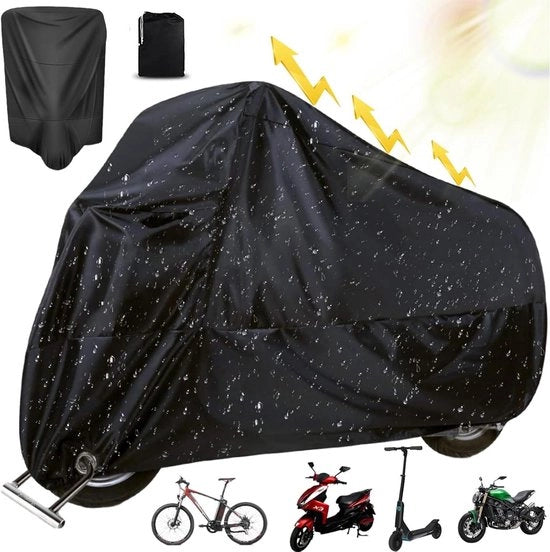 Cappotto per Motocicletta XXL per Esterno, Protezione UV e Impermeabile - 245 * 105 * 125 cm - Porta Chiave - Nero - Motocicletta Scooter Bicicletta