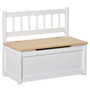 EasyComfort Cassapanca per Bambini 2 in 1 in Legno con Pistone per Chiusura Sicura, 60x30x50cm Bianco e Legno Naturale