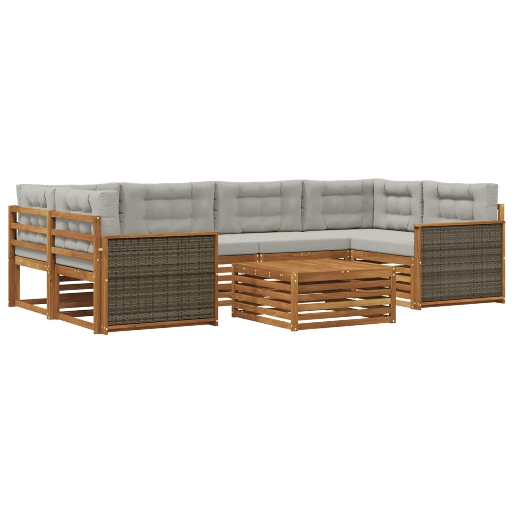Set di divani da esterno 7 pz Naturale e Grigio Chiaro 3383079
