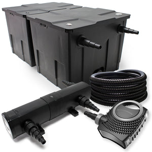 Set per laghetti fino a 60000l Filtro Chiarificatore UVC 24W Pompa 80W Tubo 25m