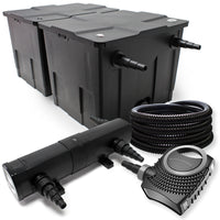 Set per laghetti fino a 60000l Filtro Chiarificatore UVC 24W Pompa 80W Tubo 25m