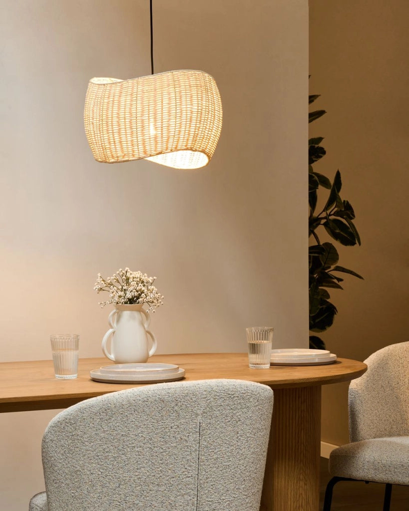 Lampada a sospensione con paralume in rattan naturale e struttura in ferro Lampada a sospensione in stile boho Illuminazione
