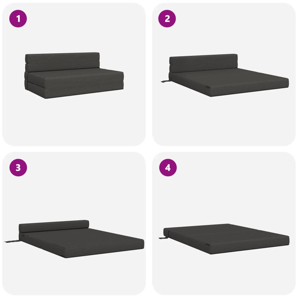 Divano letto | Sof¨¤ letto | Letto singolo Pieghevole Grigio Scuro 152 x 86,5 x 60 cm Tessuto