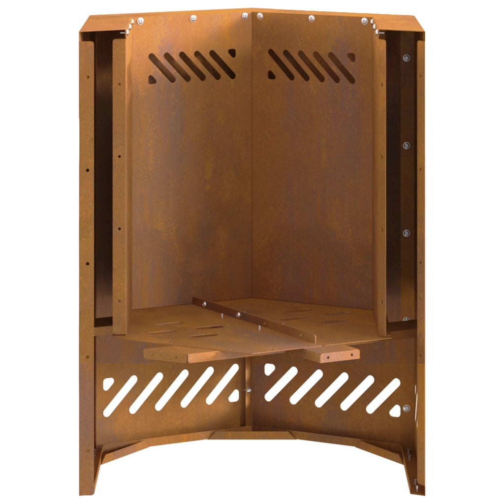 Braciere Senza Fumi Esagonale 38x38x51 cm Acciaio Invecchiato