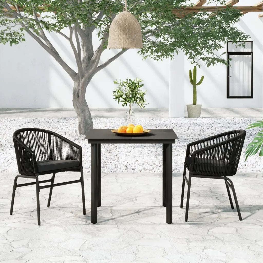 Set Mobili da Pranzo per Giardino 3 pz | Set Salotto da Giardino Nero