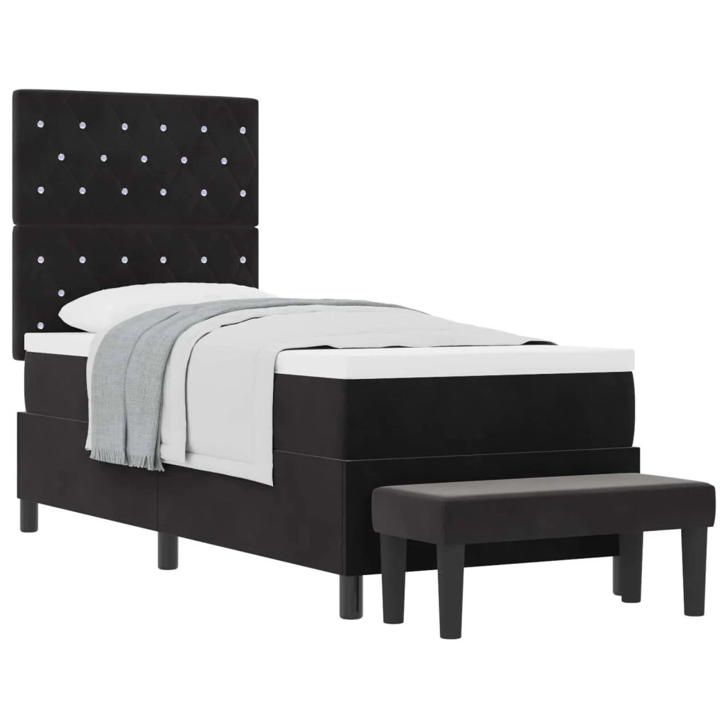 Letto a molle con materasso Nero 80 x 200 cm Velluto 3344410