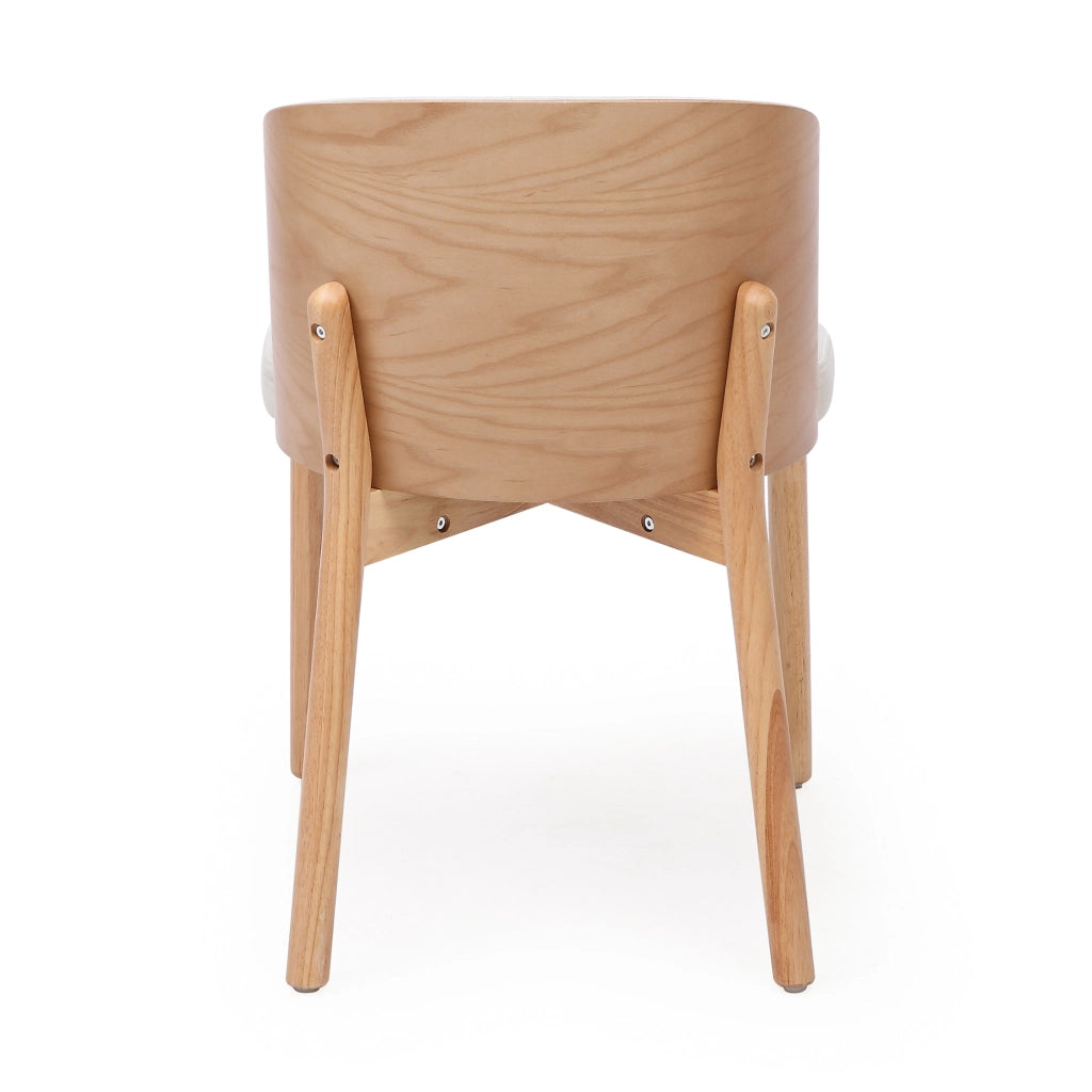 Set di 4 sedie da pranzo in legno massiccio, tessuto in lino, colore naturale