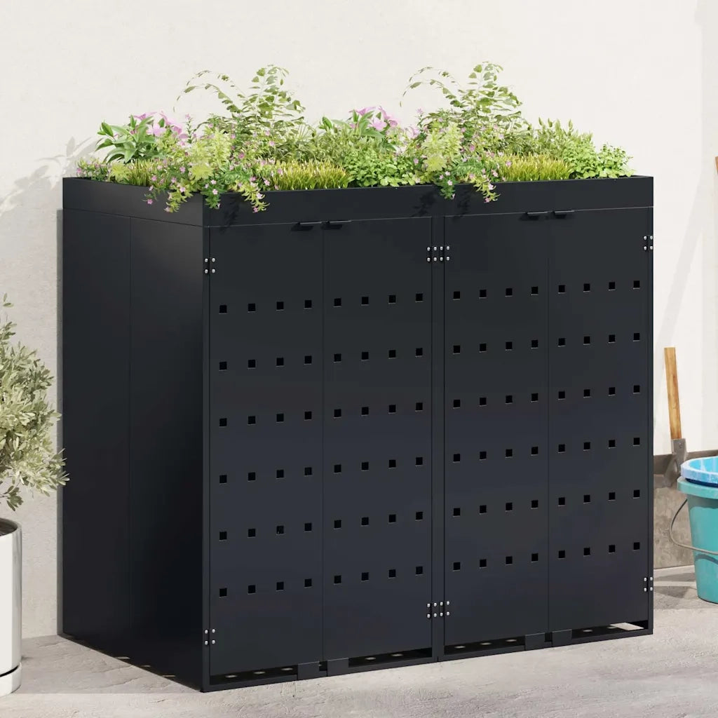Contenitore per Rifiuti per 2 Bidoni Nero 136 x 77,5 x 121,5 cm