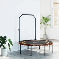 Trampolino Fitness con Maniglia Regolabile, per Interni ed Esterni, in Acciaio e Plastica, Arancione