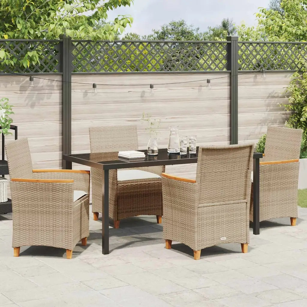 Set da Pranzo per Giardino 5 pcs Beige polyrattan 3381103
