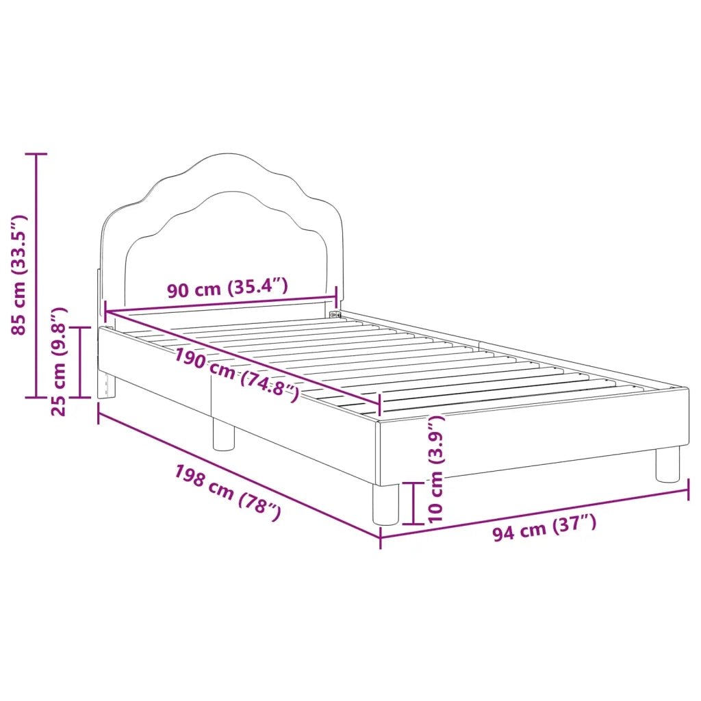 Struttura letto bambini con testata Viola 90 x 190 cm Velluto 42010954
