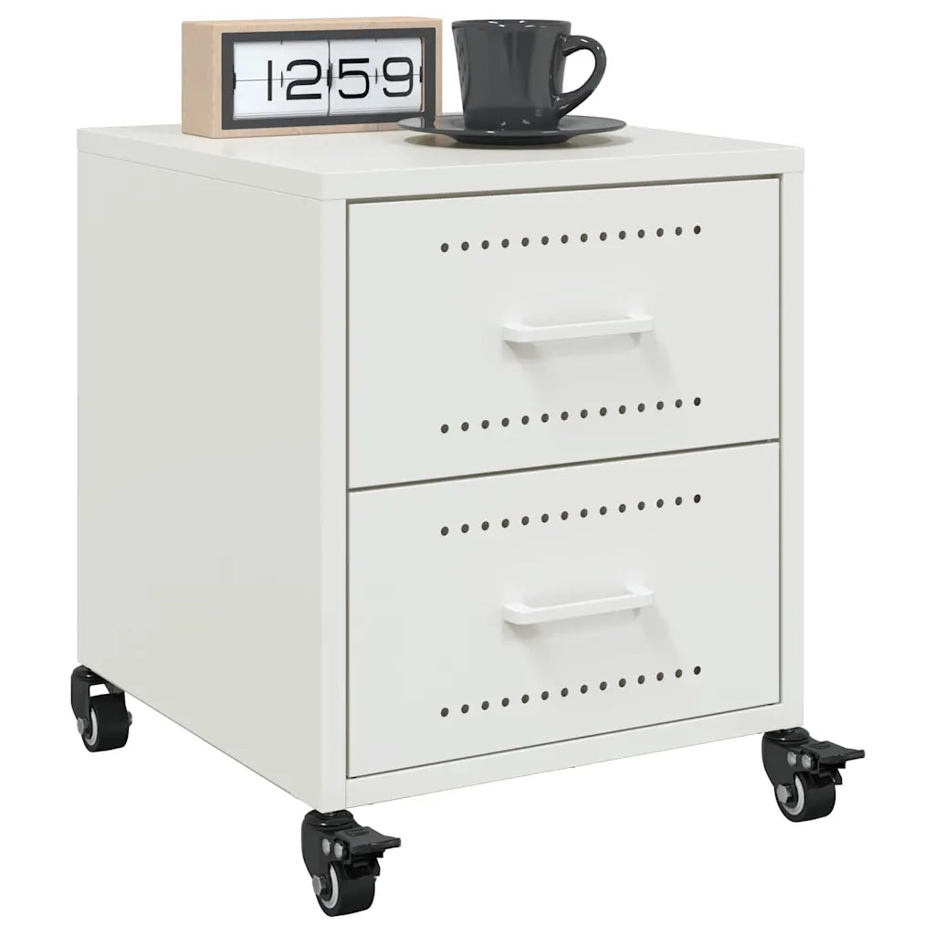 Set di 2 Comodini | Armadio da Notte | Mobiletto da notte Bianchi 36x39x43,5 cm in Acciaio