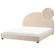 Letto matrimoniale in tessuto beige 160 x 200 stile retrò minimalista