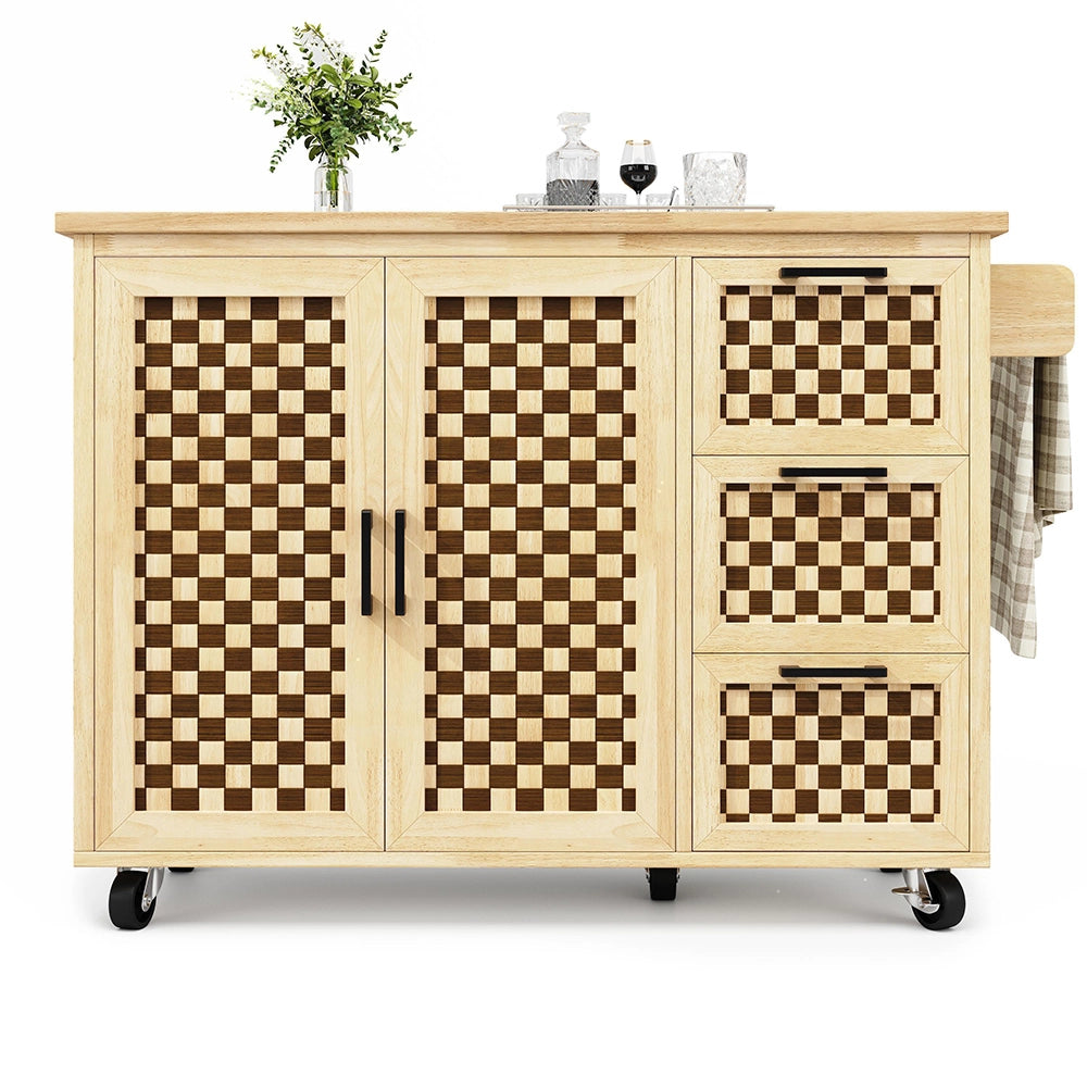 Isola cucina scacchi - Xylo - 120x45x92cm legno 3 cassetti