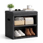 Panca Scarpiera Ingresso con Cuscino Imbottito Salvaspazio 44x30x40cm Nero