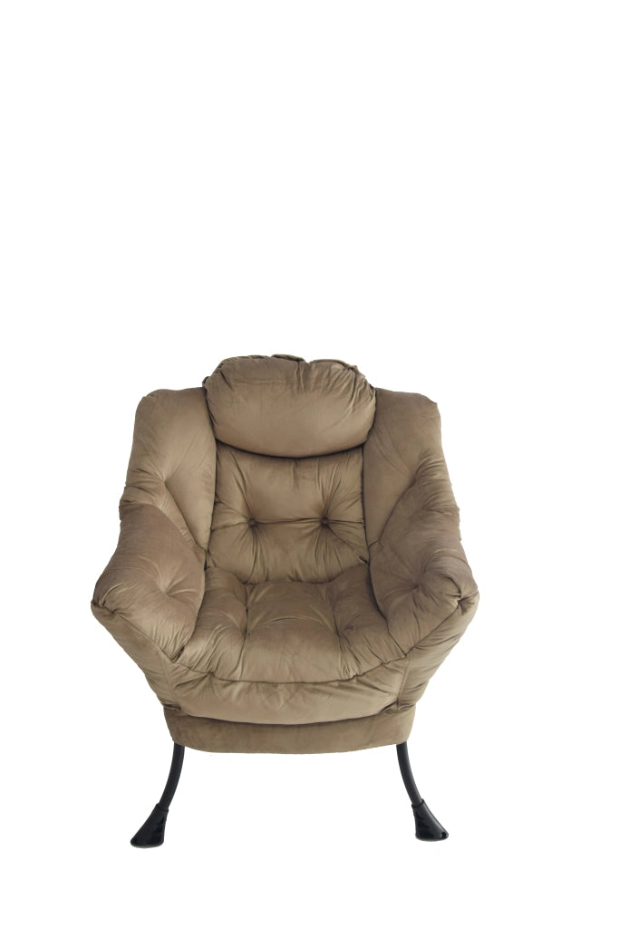 Poltrona relax con poggiapiedi e tasca laterale, colore khaki