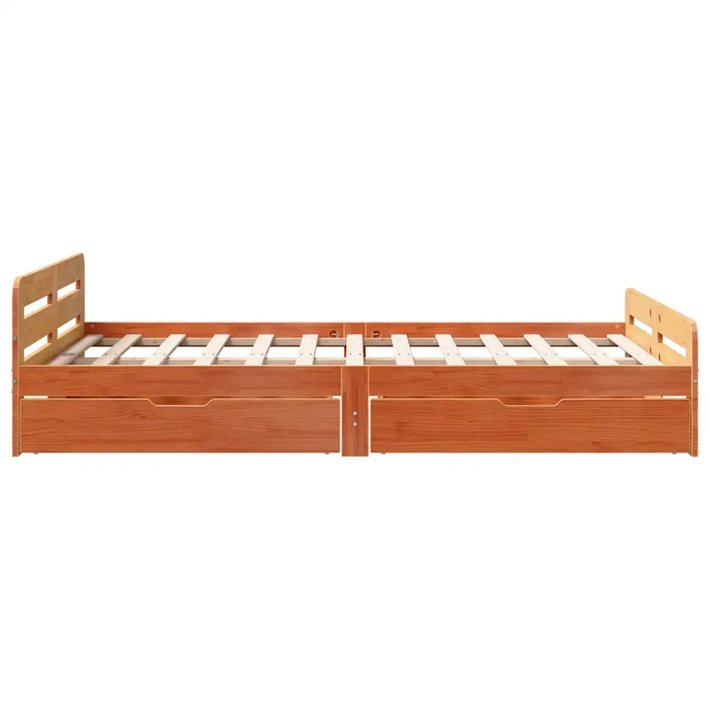 Letto senza Materasso Marrone Cera 135x190 cm in Legno di Pino