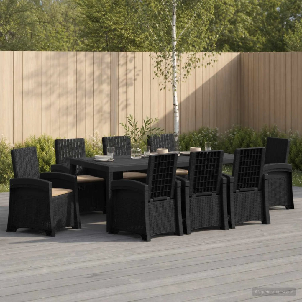 Set da Pranzo per Giardino 9 pz Antracite e Tortora PP 3430153