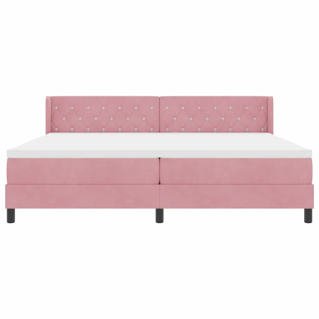 Letto a molle con materasso Rosa 200 x 200 cm Poliestere