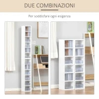 Libreria Scaffale porta CD set 2 Pezzi a 12 Ripiani in Legno, 21x19.2x88.3 cm, Bianco