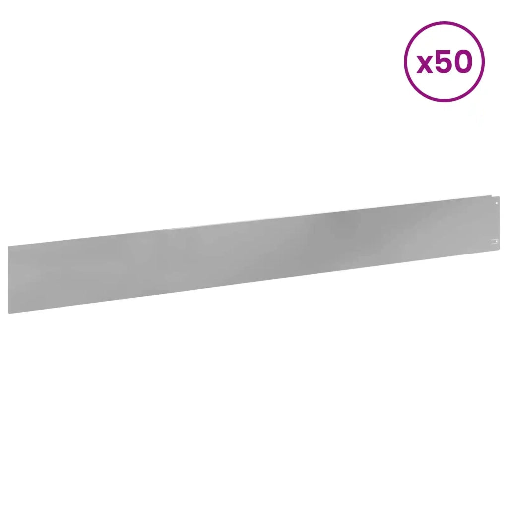 Bordura per Prato 50 pcs 100 x 12 cm Acciaio Argento 8008807