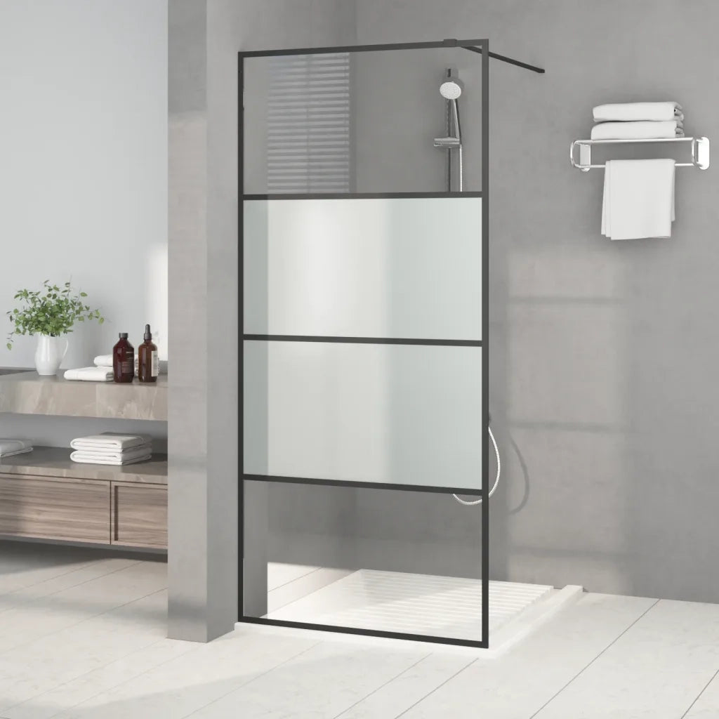 Parete Doccia Walk in Nera 90x195 cm Vetro Semi Smerigliato ESG 152126