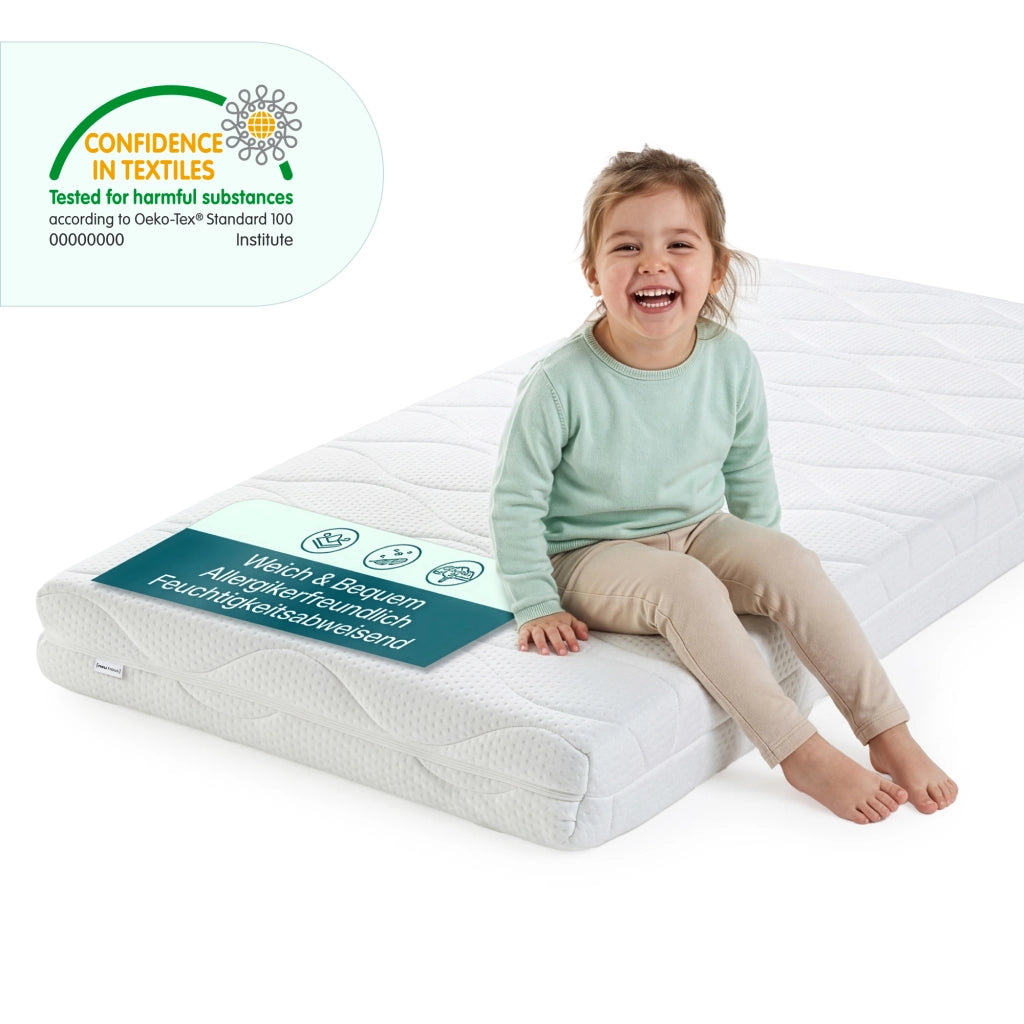 Materasso per Bambini in Schiuma Fredda 90x200 cm con Coprimaterasso Rimovibile [neu.haus]