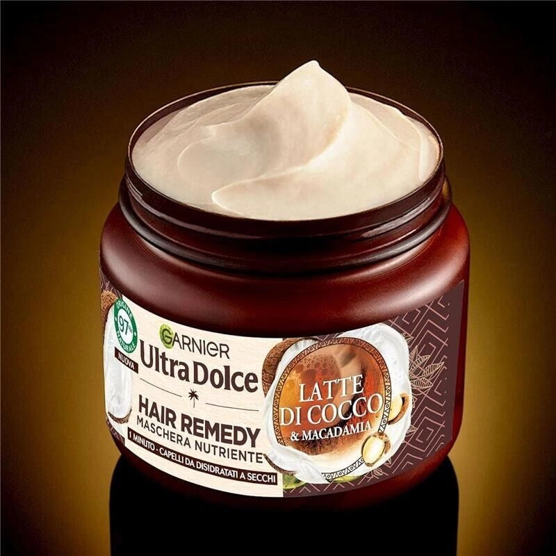 SET 3 GARNIER ULTRA DOLCE MASCHERA CAPELLI DA DISIDRATATI A SECCHI AZIONE IN 1 MINUTO CON LATTE DI COCCO E MACADAMIA 340 ML