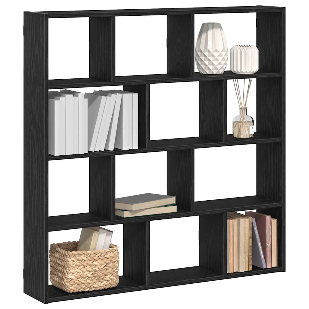Mensola a Cubo da Parete 12 Scomparti Nero in Truciolato 860005