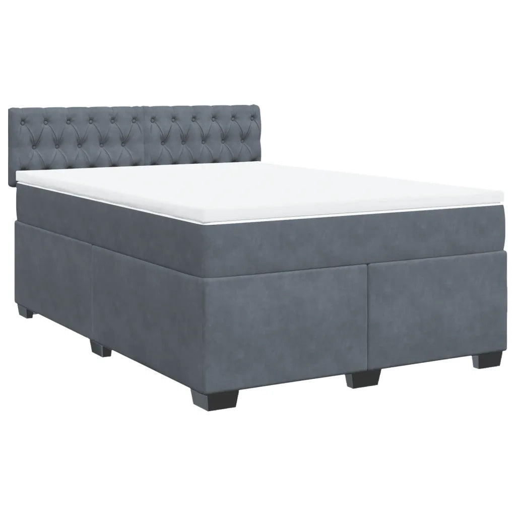 Giroletto a Molle con Materasso Grigio Scuro 140x190 cm Velluto
