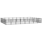 Gabbia per cuccia recinto per animali da esterno per cani in acciaio 37,64 m² nero 02_0041843