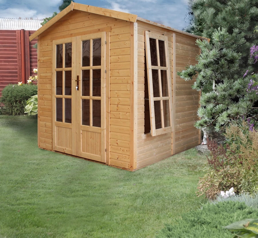 Ufficio in legno da giardino - W233xD222xH233cm - con tegole bituminose - TIMBELA M351FB+H351FBRED