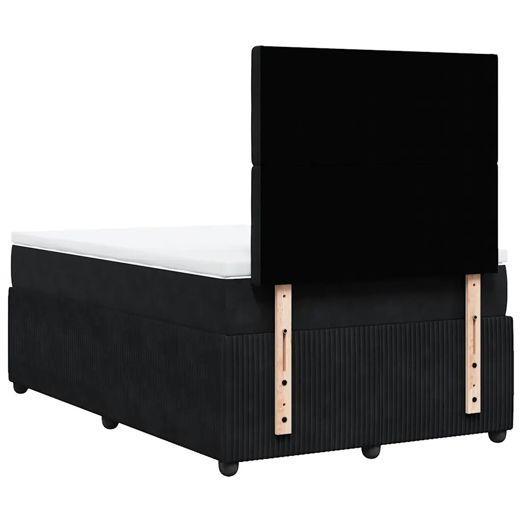 vidaXL Giroletto a Molle con Materasso Nero 120x200 cm in Velluto