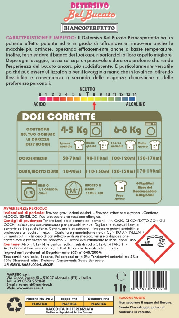 DETERSIVO BelBucato BiancoPerfetto 1LTx6Pz