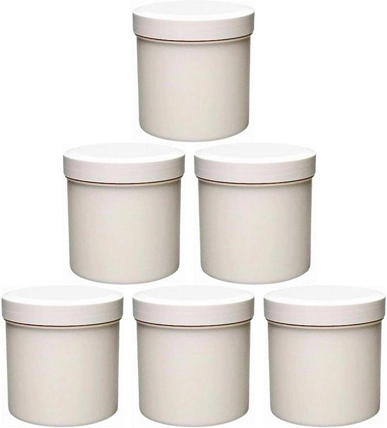 Set di 6 contenitori in plastica per piante da interni, sicuri per l'alimentazione, liberi da BPA, prodotti in Germania, 125 ml, bianchi.