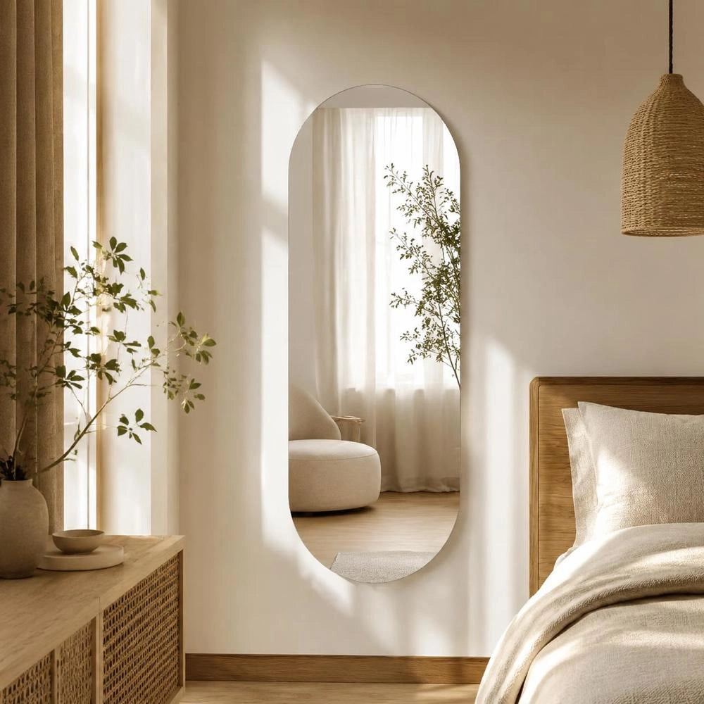 Wall Mirror 35x80 Cm Glass Oval