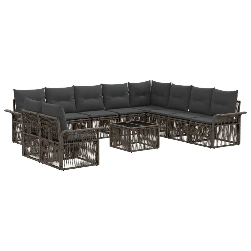 Set Divano da Giardino 11 pcs Grigio polyrattan