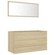 Set Mobili da Bagno | Armadio da bagno 2 pz Rovere Sonoma in Legno Multistrato