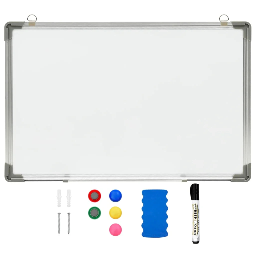 Lavagna magnetica pannello di scrittura per la scuola la casa o l'ufficio cancellabile a secco 50 x 35 cm acciaio bianco 02_0045448