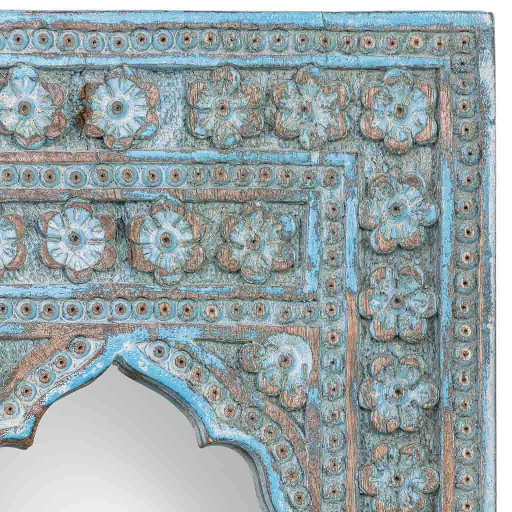 Specchio in legno blu 28x3x48 cm