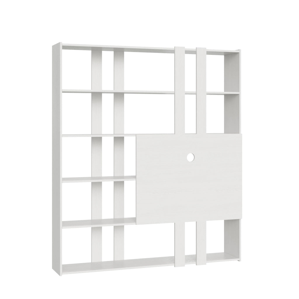 Libreria a giorno Kato H con pannello porta TV bianco frassino