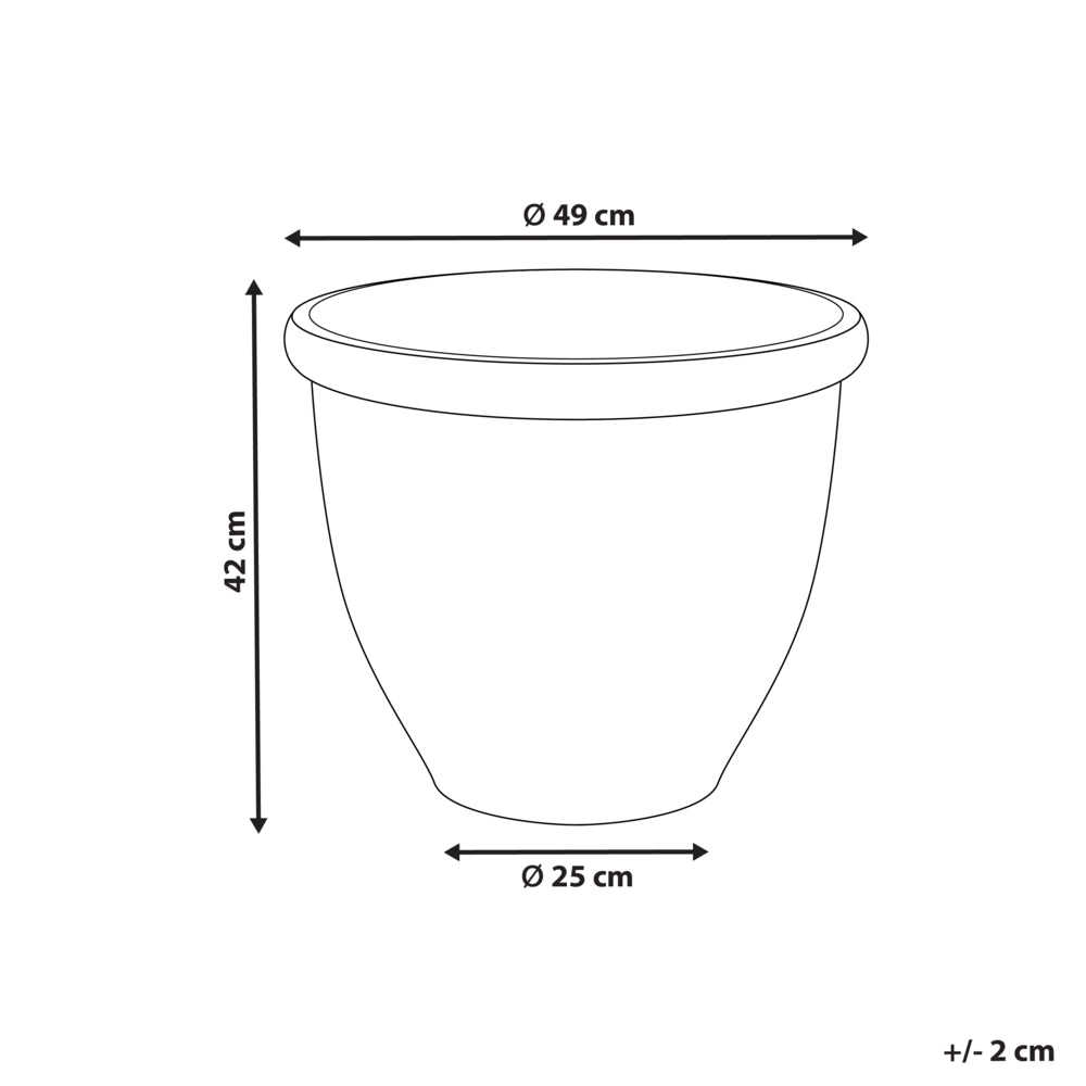 Vaso per piante Solido Grigio Pietra Miscela Poliresina Opaco Resistente all'esterno Rotondo ⌀ 49 cm