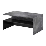 Tavolino design RAMOS - Grigio effetto ardesia e nero - Ripiano intermedio - Stile contemporaneo