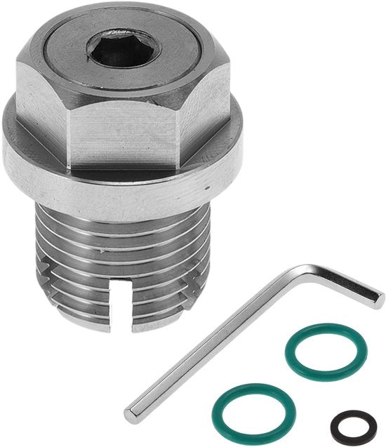 Drainaggio Olio per Macchina da Lavare con Bottone di Scarico M16.1x1.5 in Acciaio Inossidabile con 1 x Bottone di Scarico, 1 x Chiave a Lame a 6 Volt, 2 x Anelli Verdi e 1 x Macchina da Lavare Nero