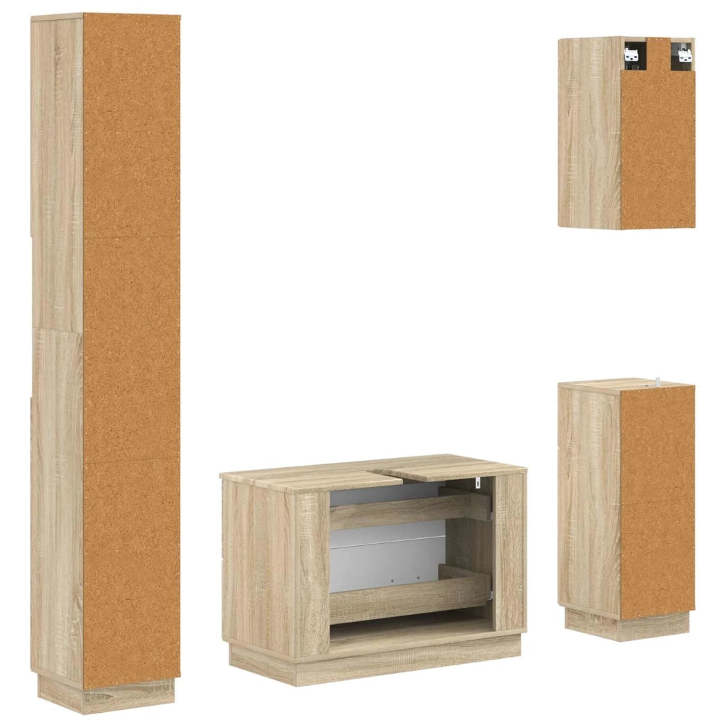 Set di Mobili da Bagno da 4 Pezzi HOORN Rovere Sonoma 3417956