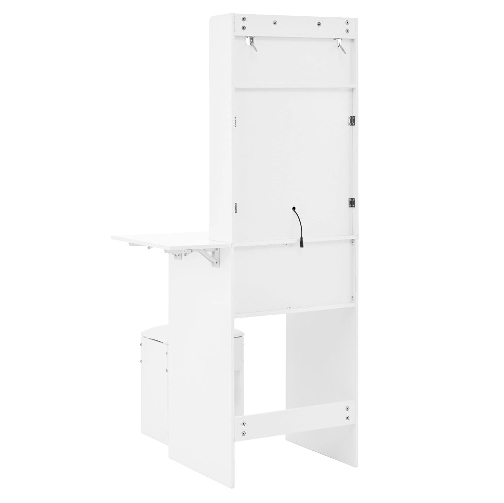 Toeletta bianca con LED regolabile, specchio e 2 cassetti