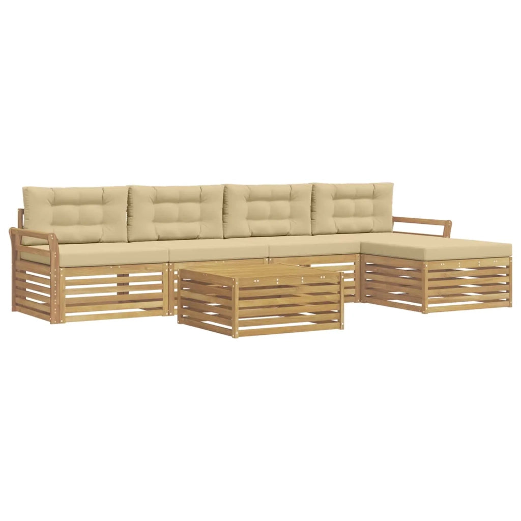 Set di divani da esterno 6 pcs Bianco e Beige 79 x 79 x 37 cm 3390368