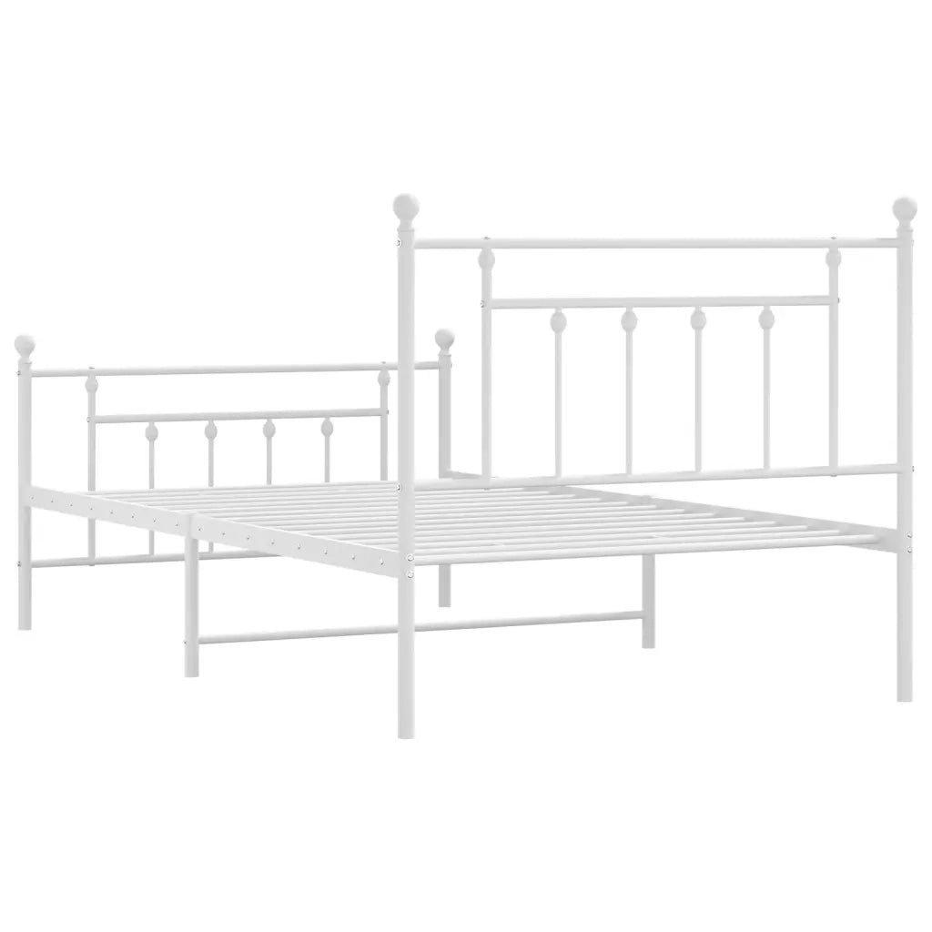 Giroletto con Testiera e Pediera-Struttura Letto Metallo Bianco 100x200 cm 758424