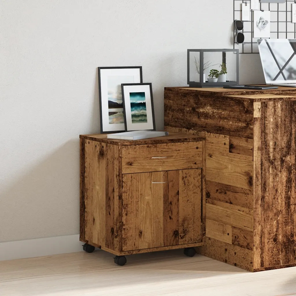 vidaXL Armadietto con Ruote Legno Antico 45x38x54 cm Legno Multistrato